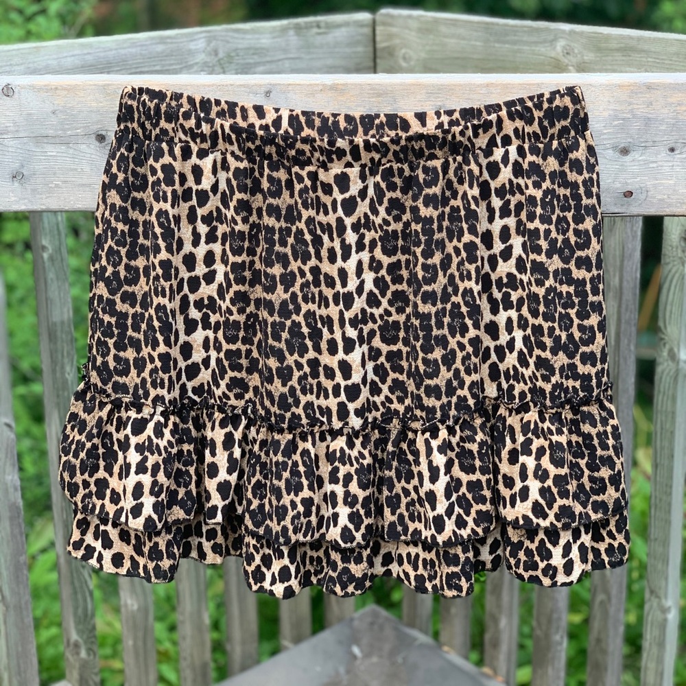 Boohoo Cheetah Ruffle Skirt